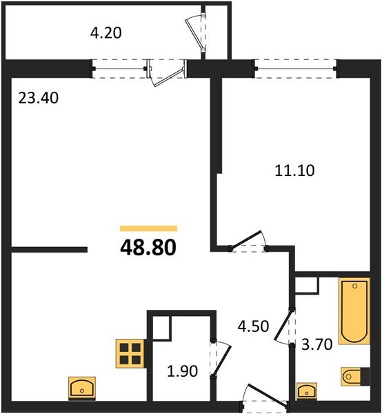 Фото №1: 1-комнатная квартира 48&nbsp;м², 4/24&nbsp;эт. - Краснодар, Карасунский внутригородской округ, Черёмушки, мкр. ЖК Рекорд, ул. Новороссийская, 102/8к6
