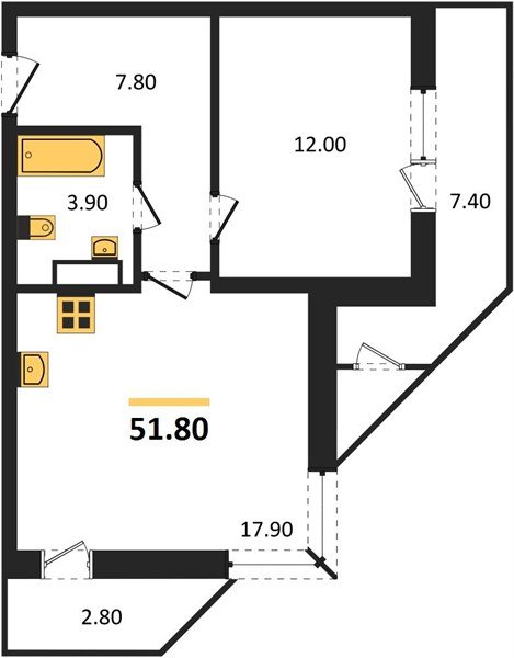 Фото №1: 1-комнатная квартира 51&nbsp;м², 6/24&nbsp;эт. - Краснодар, Карасунский внутригородской округ, Черёмушки, мкр. ЖК Рекорд, ул. Новороссийская, 102/8к6
