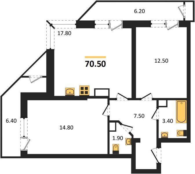 Фото №1: 2-комнатная квартира 70&nbsp;м², 9/24&nbsp;эт. - Краснодар, Карасунский внутригородской округ, Черёмушки, мкр. ЖК Рекорд, ул. Новороссийская, 102/8к6