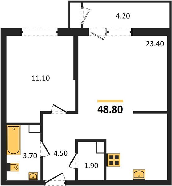 Фото №1: 1-комнатная квартира 48&nbsp;м², 8/24&nbsp;эт. - Краснодар, Карасунский внутригородской округ, Черёмушки, мкр. ЖК Рекорд, ул. Новороссийская, 102/8к6