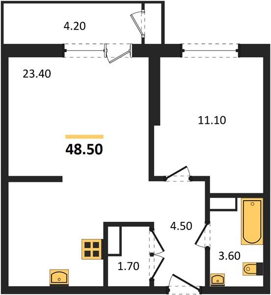 Фото №1: 1-комнатная квартира 48&nbsp;м², 13/24&nbsp;эт. - Краснодар, Карасунский внутригородской округ, Черёмушки, мкр. ЖК Рекорд, ул. Новороссийская, 102/8к6