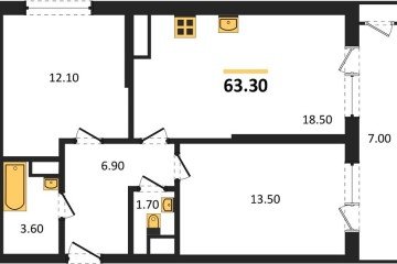 Фото №1: 2-комнатная квартира 63 м², 13/24 эт. - Краснодар, мкр. ЖК Рекорд, ул. Новороссийская, 102/8к6