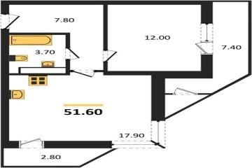 Фото №1: 1-комнатная квартира 51 м², 14/24 эт. - Краснодар, мкр. ЖК Рекорд, ул. Новороссийская, 102/8к6
