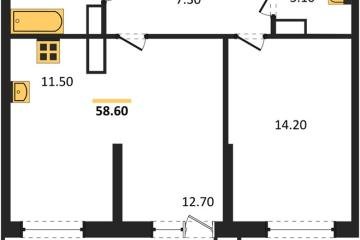 Фото №1: 1-комнатная квартира 58 м², 14/24 эт. - Краснодар, мкр. ЖК Рекорд, ул. Новороссийская, 102/8к6
