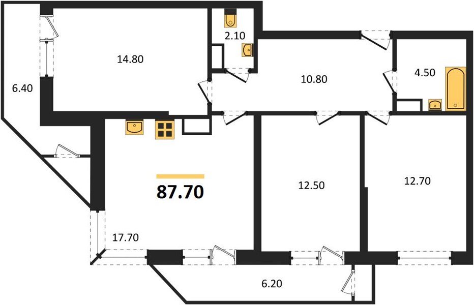 Фото №1: 3-комнатная квартира 87&nbsp;м², 15/24&nbsp;эт. - Краснодар, Карасунский внутригородской округ, Черёмушки, мкр. ЖК Рекорд, ул. Новороссийская, 102/8к6