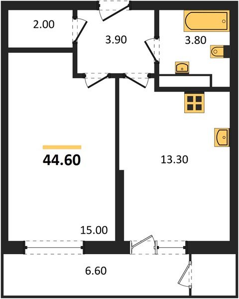 Фото №1: 1-комнатная квартира 44&nbsp;м², 22/24&nbsp;эт. - Краснодар, Карасунский внутригородской округ, Черёмушки, мкр. ЖК Рекорд, ул. Новороссийская, 102/8к6