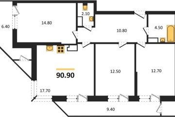 Фото №1: 3-комнатная квартира 90 м², 22/24 эт. - Краснодар, мкр. ЖК Рекорд, ул. Новороссийская, 102/8к6