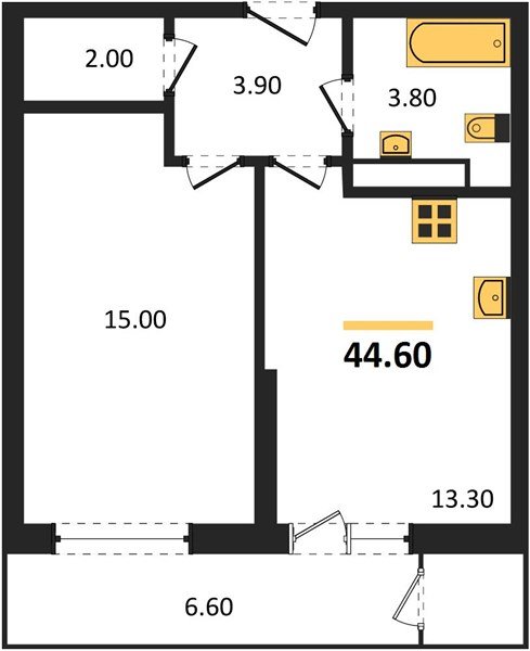 Фото №1: 1-комнатная квартира 44&nbsp;м², 23/24&nbsp;эт. - Краснодар, Карасунский внутригородской округ, Черёмушки, мкр. ЖК Рекорд, ул. Новороссийская, 102/8к6