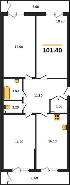 Фото №1: 3-комнатная квартира 101&nbsp;м², 2/24&nbsp;эт. - Краснодар, Карасунский внутригородской округ, Черёмушки, мкр. ЖК Рекорд, ул. Новороссийская, 102И