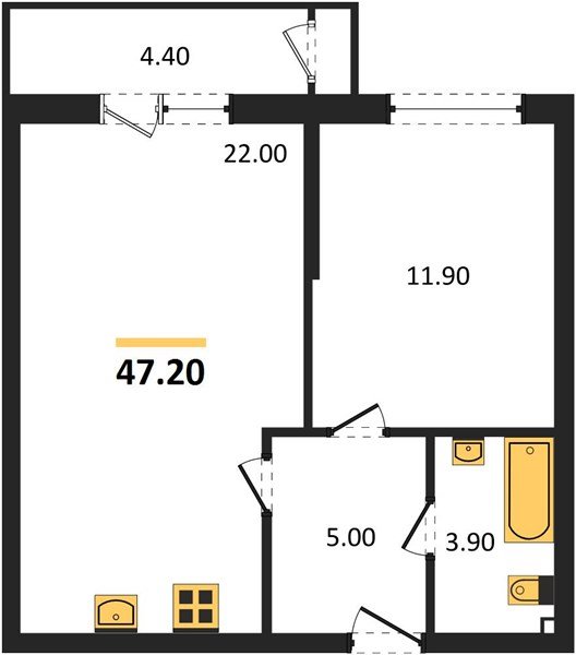 Фото №1: 1-комнатная квартира 47&nbsp;м², 2/24&nbsp;эт. - Краснодар, Карасунский внутригородской округ, Черёмушки, мкр. ЖК Рекорд, ул. Новороссийская, 102И