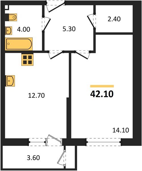 Фото №1: 1-комнатная квартира 42&nbsp;м², 2/24&nbsp;эт. - Краснодар, Карасунский внутригородской округ, Черёмушки, мкр. ЖК Рекорд, ул. Новороссийская, 102И