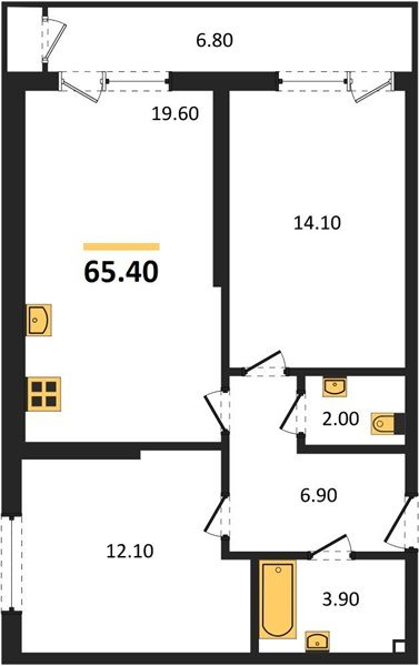 Фото №1: 2-комнатная квартира 65&nbsp;м², 2/24&nbsp;эт. - Краснодар, Карасунский внутригородской округ, Черёмушки, мкр. ЖК Рекорд, ул. Новороссийская, 102И