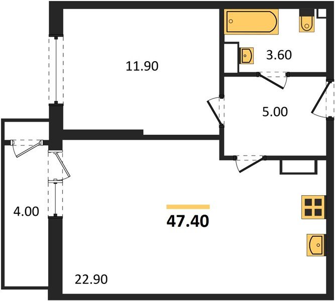 Фото №1: 1-комнатная квартира 47&nbsp;м², 22/24&nbsp;эт. - Краснодар, Карасунский внутригородской округ, Черёмушки, мкр. ЖК Рекорд, ул. Новороссийская, 102И