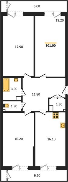 Фото №1: 3-комнатная квартира 101&nbsp;м², 3/24&nbsp;эт. - Краснодар, Карасунский внутригородской округ, Черёмушки, мкр. ЖК Рекорд, ул. Новороссийская, 102И