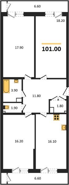 Фото №1: 3-комнатная квартира 101&nbsp;м², 10/24&nbsp;эт. - Краснодар, Карасунский внутригородской округ, Черёмушки, мкр. ЖК Рекорд, ул. Новороссийская, 102И