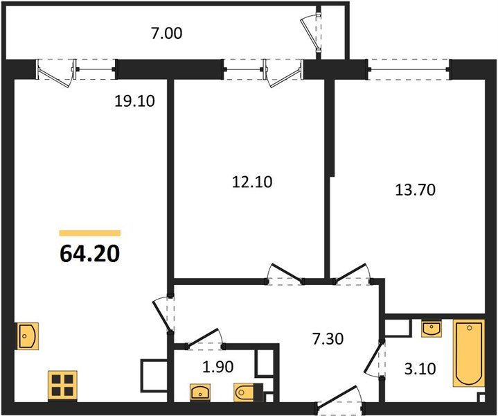 Фото №1: 2-комнатная квартира 64&nbsp;м², 5/24&nbsp;эт. - Краснодар, Карасунский внутригородской округ, Черёмушки, мкр. ЖК Рекорд, ул. Новороссийская, 102И