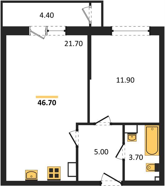 Фото №1: 1-комнатная квартира 46&nbsp;м², 3/24&nbsp;эт. - Краснодар, Карасунский внутригородской округ, Черёмушки, мкр. ЖК Рекорд, ул. Новороссийская, 102И