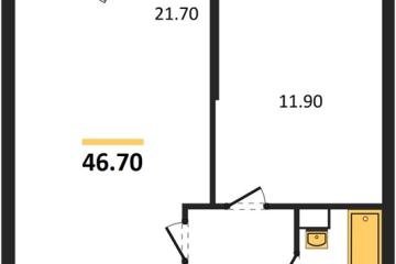 Фото №1: 1-комнатная квартира 46 м², 9/24 эт. - Краснодар, мкр. ЖК Рекорд, ул. Новороссийская, 102И