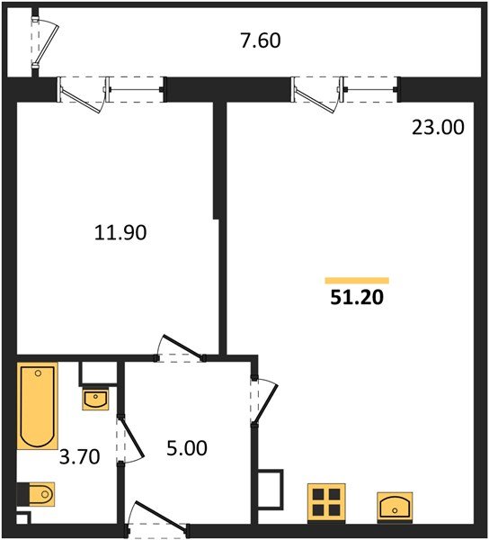 Фото №1: 1-комнатная квартира 51&nbsp;м², 5/24&nbsp;эт. - Краснодар, Карасунский внутригородской округ, Черёмушки, мкр. ЖК Рекорд, ул. Новороссийская, 102И