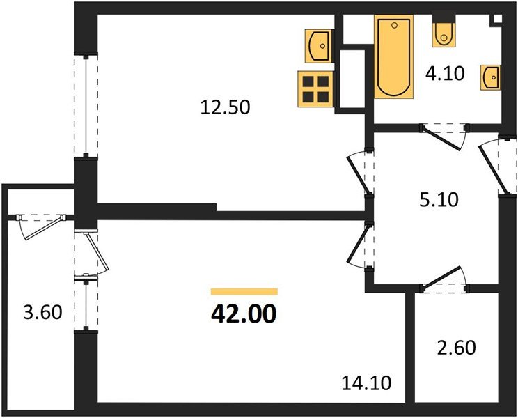 Фото №1: 1-комнатная квартира 42&nbsp;м², 7/24&nbsp;эт. - Краснодар, Карасунский внутригородской округ, Черёмушки, мкр. ЖК Рекорд, ул. Новороссийская, 102И