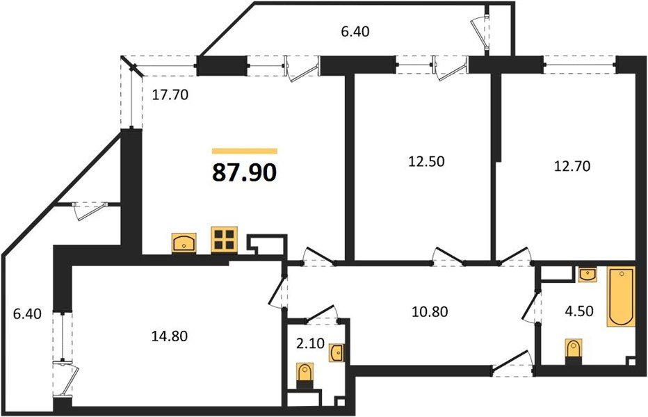 Фото №1: 3-комнатная квартира 87&nbsp;м², 19/24&nbsp;эт. - Краснодар, Карасунский внутригородской округ, Черёмушки, мкр. ЖК Рекорд, ул. Новороссийская, 102И