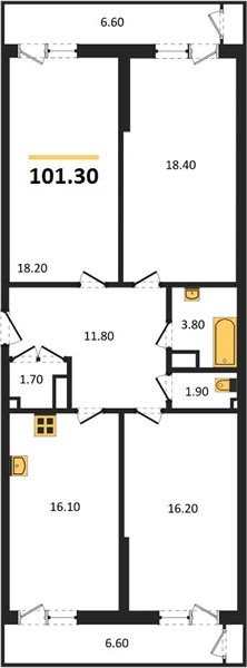 Фото №1: 3-комнатная квартира 101&nbsp;м², 24/24&nbsp;эт. - Краснодар, Карасунский внутригородской округ, Черёмушки, мкр. ЖК Рекорд, ул. Новороссийская, 102И