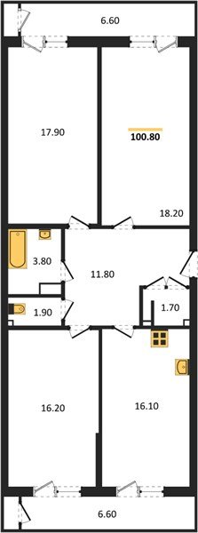 Фото №1: 3-комнатная квартира 100&nbsp;м², 15/24&nbsp;эт. - Краснодар, Карасунский внутригородской округ, Черёмушки, мкр. ЖК Рекорд, ул. Новороссийская, 102И