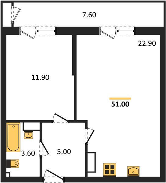 Фото №1: 1-комнатная квартира 51&nbsp;м², 18/24&nbsp;эт. - Краснодар, Карасунский внутригородской округ, Черёмушки, мкр. ЖК Рекорд, ул. Новороссийская, 102И
