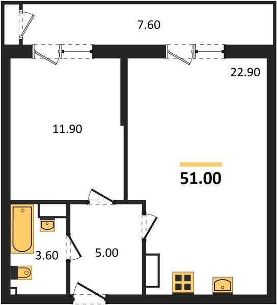Фото №1: 1-комнатная квартира 51&nbsp;м², 20/24&nbsp;эт. - Краснодар, Карасунский внутригородской округ, Черёмушки, мкр. ЖК Рекорд, ул. Новороссийская, 102И