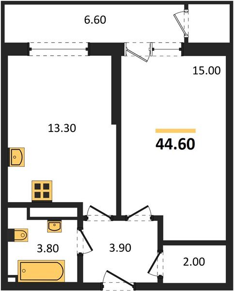 Фото №1: 1-комнатная квартира 44&nbsp;м², 22/24&nbsp;эт. - Краснодар, Карасунский внутригородской округ, Черёмушки, мкр. ЖК Рекорд, ул. Новороссийская, 102И