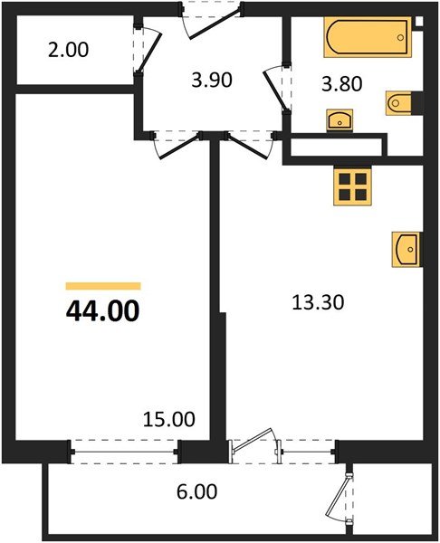 Фото №1: 1-комнатная квартира 44&nbsp;м², 22/24&nbsp;эт. - Краснодар, Карасунский внутригородской округ, Черёмушки, мкр. ЖК Рекорд, ул. Новороссийская, 102И