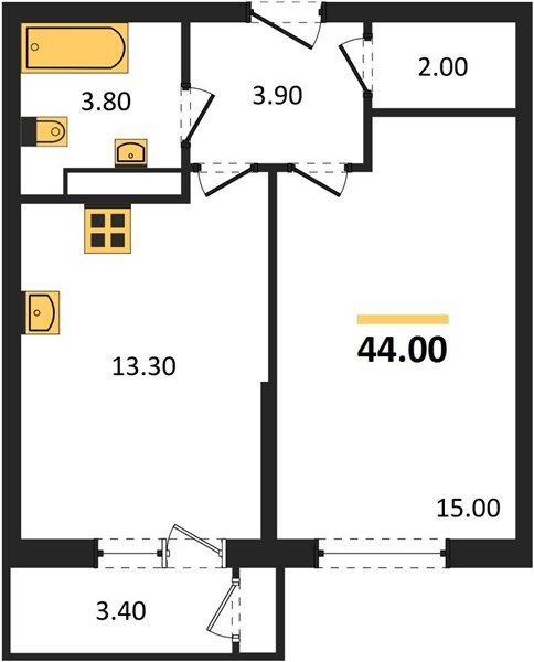 Фото №1: 1-комнатная квартира 44&nbsp;м², 22/24&nbsp;эт. - Краснодар, Карасунский внутригородской округ, Черёмушки, мкр. ЖК Рекорд, ул. Новороссийская, 102И