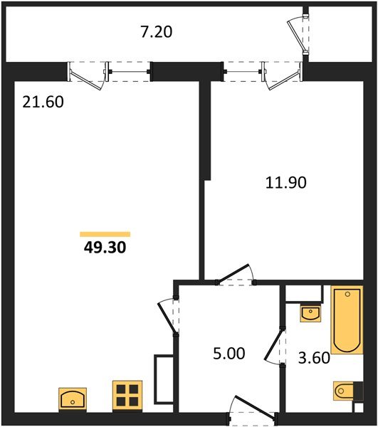 Фото №1: 1-комнатная квартира 49&nbsp;м², 23/24&nbsp;эт. - Краснодар, Карасунский внутригородской округ, Черёмушки, мкр. ЖК Рекорд, ул. Новороссийская, 102И