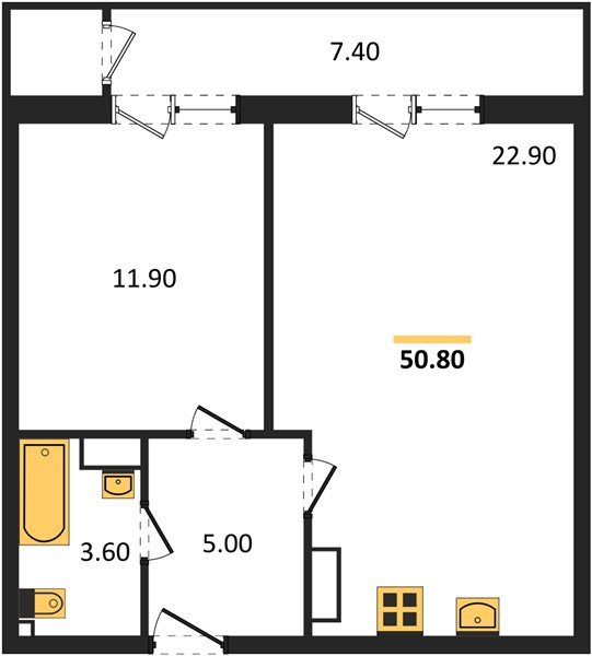 Фото №1: 1-комнатная квартира 50&nbsp;м², 22/24&nbsp;эт. - Краснодар, Карасунский внутригородской округ, Черёмушки, мкр. ЖК Рекорд, ул. Новороссийская, 102И