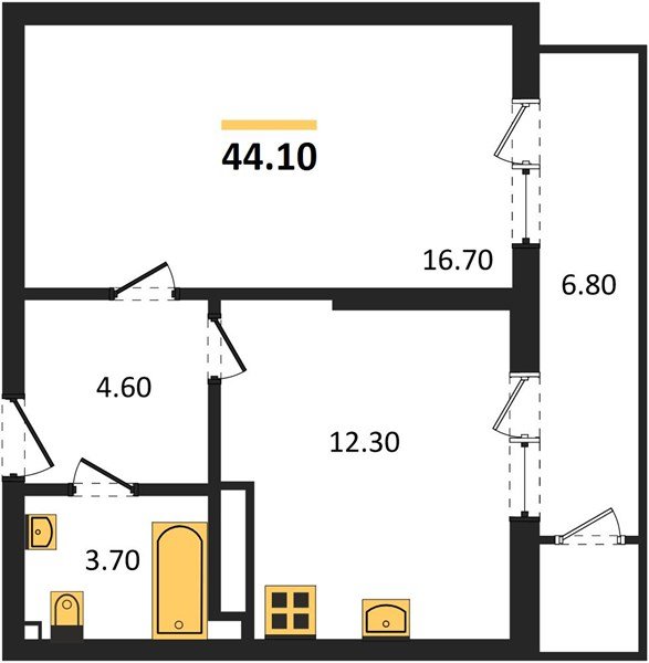 Фото №1: 1-комнатная квартира 44&nbsp;м², 24/24&nbsp;эт. - Краснодар, Карасунский внутригородской округ, Черёмушки, мкр. ЖК Рекорд, ул. Новороссийская, 102И