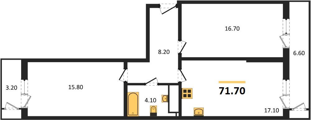 Фото №1: 2-комнатная квартира 71&nbsp;м², 22/24&nbsp;эт. - Краснодар, Карасунский внутригородской округ, Черёмушки, мкр. ЖК Рекорд, ул. Новороссийская, 102И