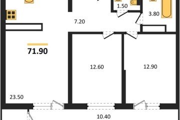 Фото №1: 2-комнатная квартира 71 м², 24/24 эт. - Краснодар, мкр. ЖК Рекорд, ул. Новороссийская, 102И