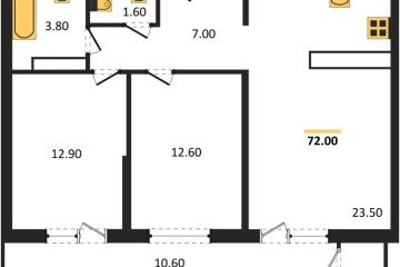 Фото №1: 2-комнатная квартира 72 м², 24/24 эт. - Краснодар, мкр. ЖК Рекорд, ул. Новороссийская, 102И