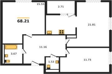 Фото №1: 2-комнатная квартира 68 м², 6/9 эт. - Краснодар, мкр. жилой комплекс Событие,