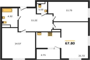 Фото №1: 2-комнатная квартира 67 м², 9/9 эт. - Краснодар, мкр. жилой комплекс Событие,