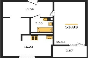 Фото №1: 1-комнатная квартира 53 м², 2/9 эт. - Краснодар, мкр. жилой комплекс Событие,