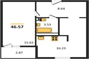 Фото №1: 1-комнатная квартира 46 м², 9/9 эт. - Краснодар, мкр. жилой комплекс Событие,