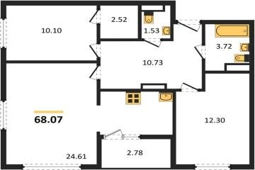 Фото №1: 2-комнатная квартира 68 м², 6/9 эт. - Краснодар, мкр. жилой комплекс Событие,