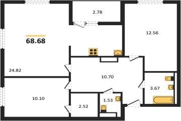 Фото №1: 2-комнатная квартира 68 м², 6/9 эт. - Краснодар, мкр. жилой комплекс Событие,