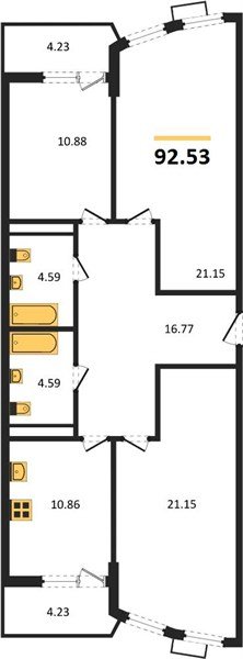 Фото №1: 3-комнатная квартира 92&nbsp;м², 13/21&nbsp;эт. - Краснодар, Карасунский внутригородской округ, Хлопчато-бумажный Комбинат, мкр. жилой комплекс Режиссёр, ул. Уральская, 100/8