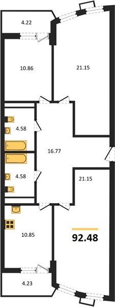 Фото №1: 3-комнатная квартира 92&nbsp;м², 3/21&nbsp;эт. - Краснодар, Карасунский внутригородской округ, Хлопчато-бумажный Комбинат, мкр. жилой комплекс Режиссёр, ул. Уральская, 100/8