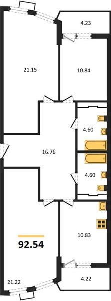 Фото №1: 3-комнатная квартира 92&nbsp;м², 14/21&nbsp;эт. - Краснодар, Карасунский внутригородской округ, Хлопчато-бумажный Комбинат, мкр. жилой комплекс Режиссёр, ул. Уральская, 100/8