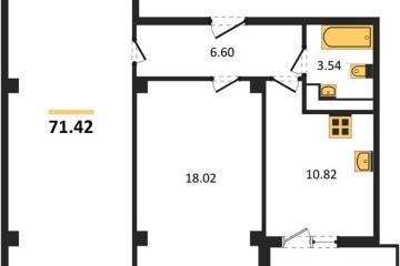 Фото №1: 2-комнатная квартира 71&nbsp;м², 7/21&nbsp;эт. - Краснодар, мкр. жилой комплекс Режиссёр, ул. Уральская, 100/8