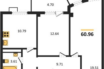 Фото №1: 2-комнатная квартира 60&nbsp;м², 7/21&nbsp;эт. - Краснодар, мкр. жилой комплекс Режиссёр, ул. Уральская, 100/8