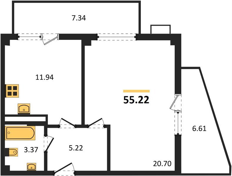 Фото №1: 1-комнатная квартира 55&nbsp;м², 6/21&nbsp;эт. - Краснодар, Карасунский внутригородской округ, Хлопчато-бумажный Комбинат, мкр. жилой комплекс Режиссёр, ул. Уральская, 100/8